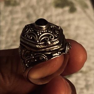 Sterling silver poison or pill ring in size 8.5.